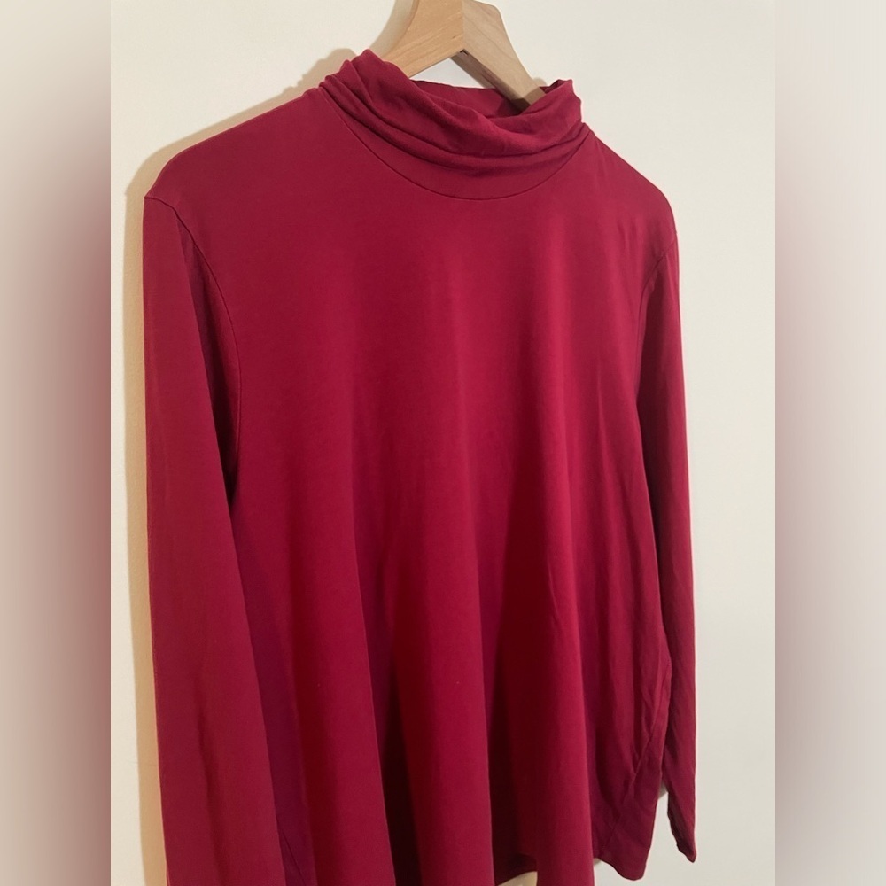 PureJill Pima Cotton Burgundy Relaxed Turtleneck Stretch Women’s Size 2X - Picture 3 of 10